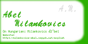 abel milankovics business card